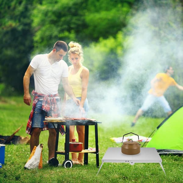 Bärbart Mini Hopfällbart Campingbord, Lättvikts Aluminiumlegering Litet Picknick Sidobord
