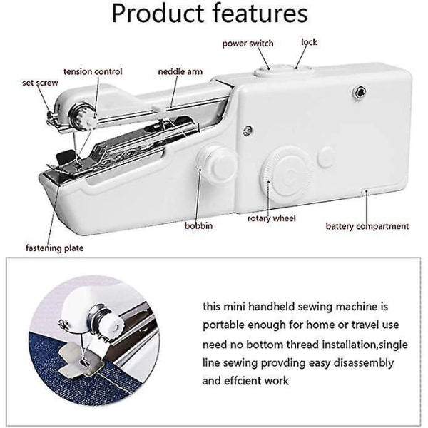 Mini håndholdt symaskin 31 deler bærbar manual