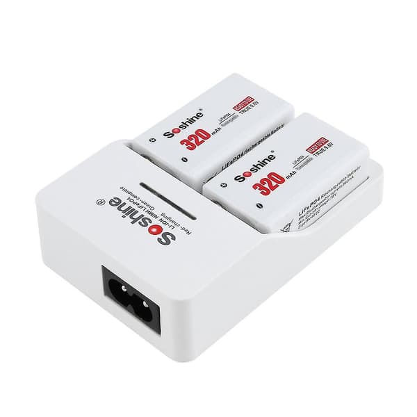 Soshine 2-pack 9V-320mAh Batteri + 1-pack Snabbladdare Set