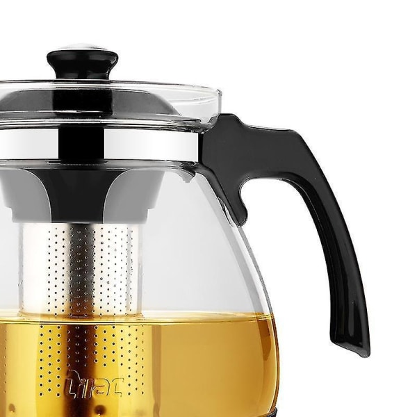 Stor genomskinlig tekanna i borosilikatglas med rostfritt stål-infuser 2300ml
