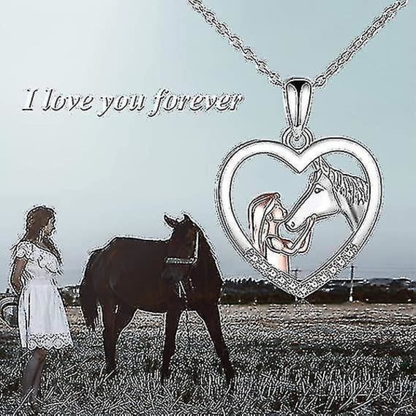 Pige hest halskæde Sterling sølv hest smykker gaver a430 | Fyndiq