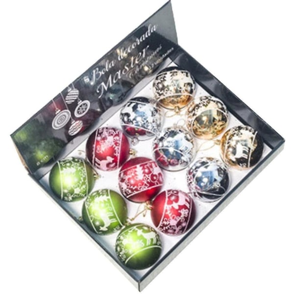 12pcs 8cm Shatter-resistant Christmas Baubles Tree Decor