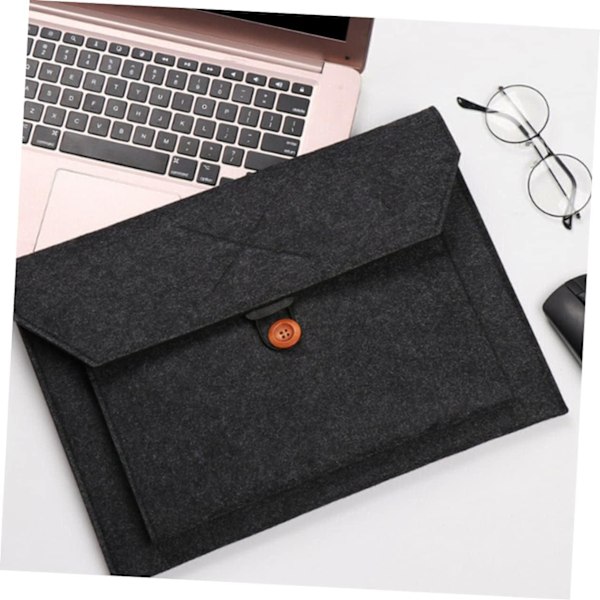 Rosa Laptopveske Filt Laptop Sleeve Lommer for Mus Mobiltelefonlader Datakabel