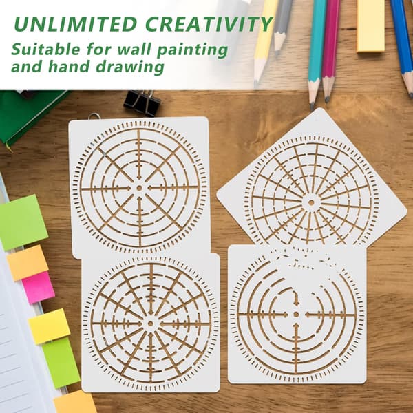 4 st Mandala Dot Stenciler Set 13 cm Återanvändbara Mandala Dot Mallar