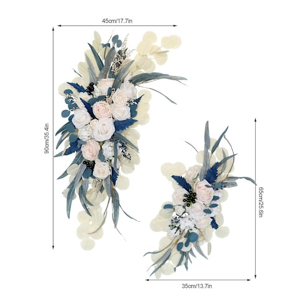 Bröllopsbågsblommor 2023, set med 2, rustik blomstergirlang dekoration