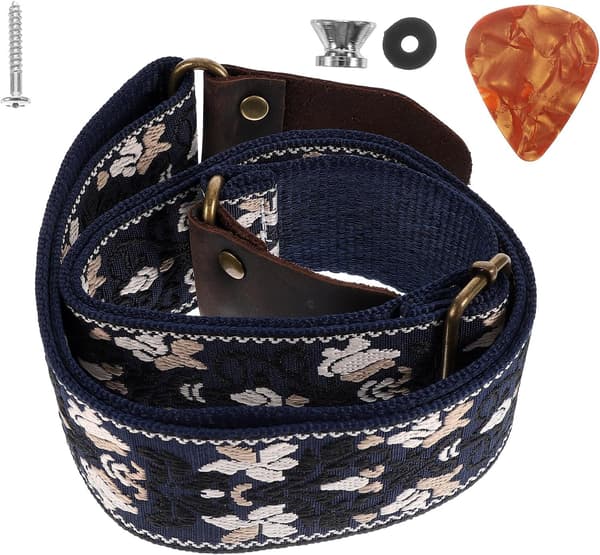 Instrumentrem Justerbar Gitarr Axelrem Slitstark Nylon och Hästhud Material Säkert Grepp