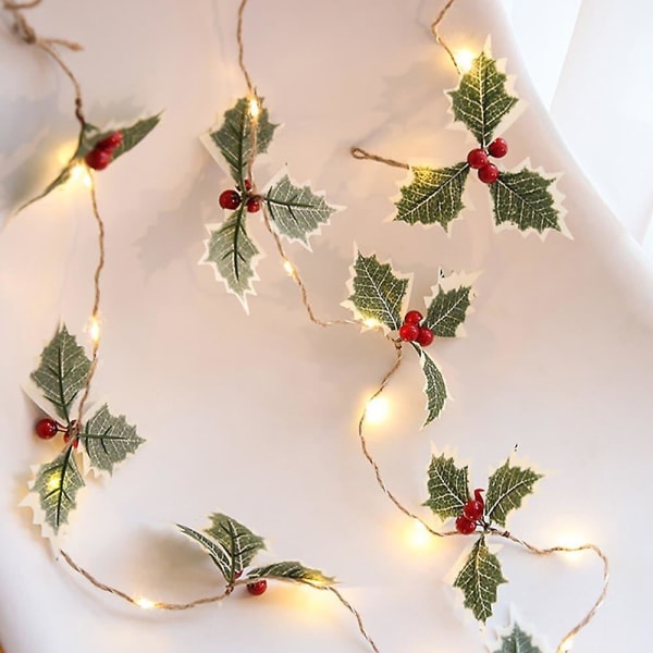 Julröda Fruktblad Fairy String Lights Solenergi