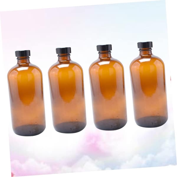 Lasipullot mustilla bakeliittikansilla, ruskeat, pyöreät, 4 kpl, 60 ml