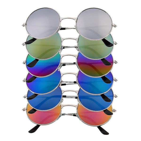 Kvinner Menn Fargerike Speil Lens Runde Briller Solbriller