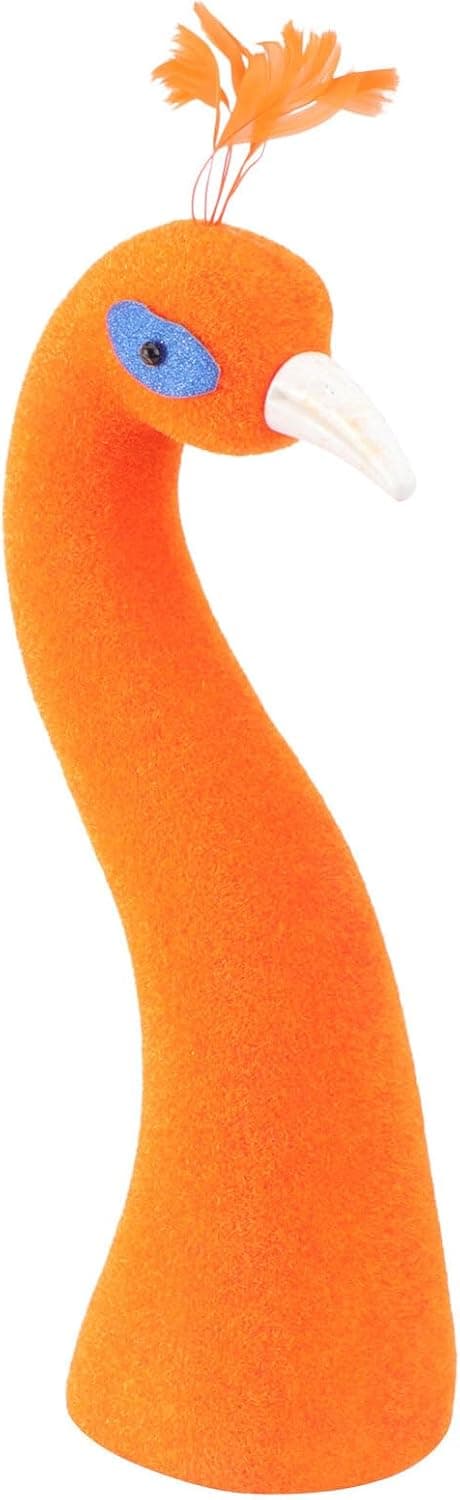 Simulerad påfågelhuvudmodell Orange sammet Realistisk prydnad för bröllopsfestdekoration
