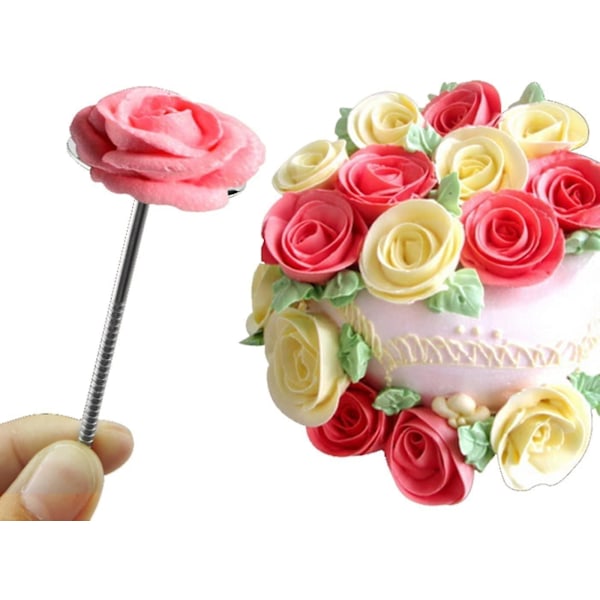 Kakepyntverktøy i rustfritt stål, blomsternagler bakeverktøy sølv 8 stk