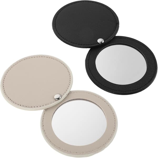 2 stk bærbart sminkespeil kompakt sammenleggbart design PU-skinnfinish