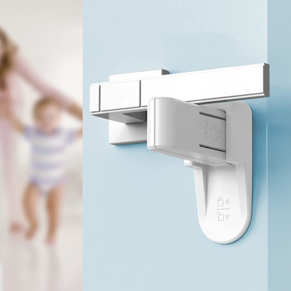 Dørspaklås 4-pakke barnesikring Dørhåndtakslås Selvklebende sikkerhetsspaklåser