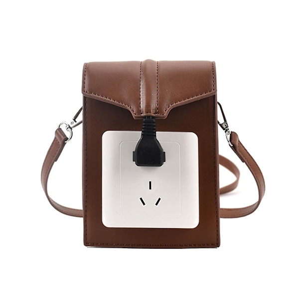 Crossbodyväska för kvinnor, liten crossover-väska, lång axelrem Brown