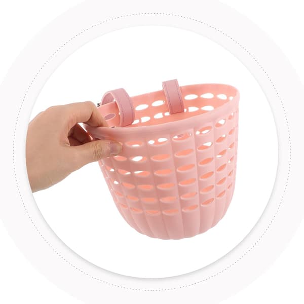 2 st cykelkorgar fram för styre bärbar rosa plastcykelkorg
