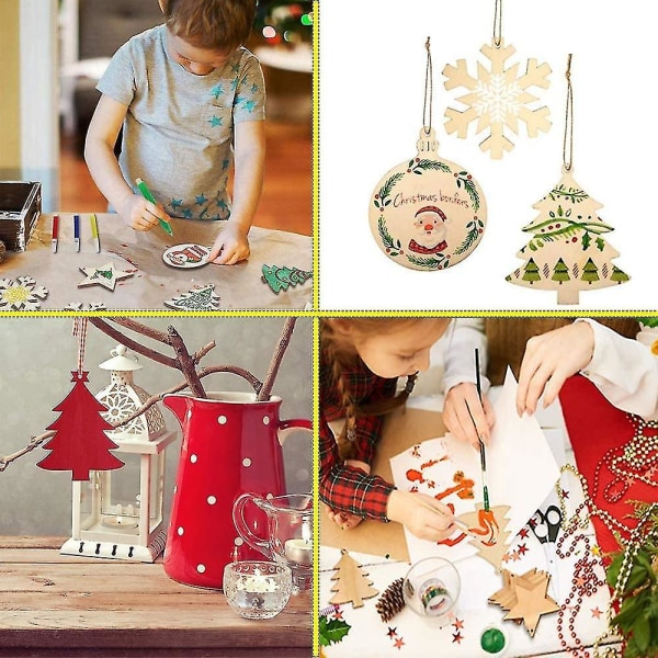 50 st juldekorationer i trä för DIY