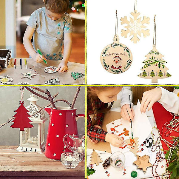 50 stk. Julepynt til hjemmet - DIY Træskiver