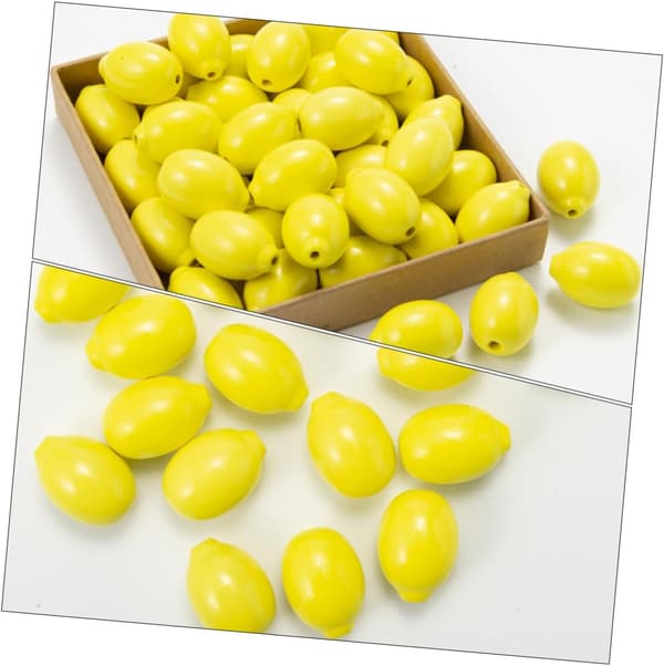 20 st citron träpärlor DIY smyckespärlor dekor med jutesnöre