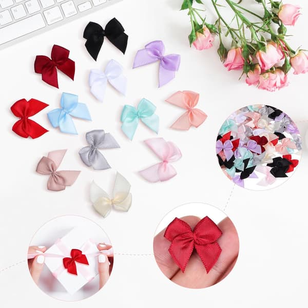 180 stk. Mini Satinbuer i Assorterede Farver Inklusive Sort, Lys Guld