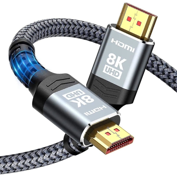 Ultra-nopean 8K 60Hz HDMI-kaapeli - 3,3 ft/1 m, Highwings 48 Gbps HDMI-punottu kaapeli - 4K@120Hz 7680p, DTS:X, HDCP 2.2 2.3, HDR 10, eARC - yuhao