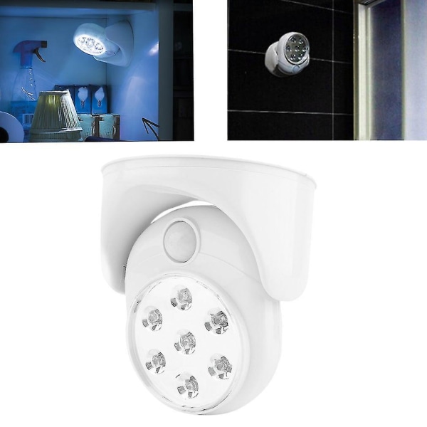 7 LED-lampor med rotationsrörelsesensor, nattlampa, infraröd vägglampa