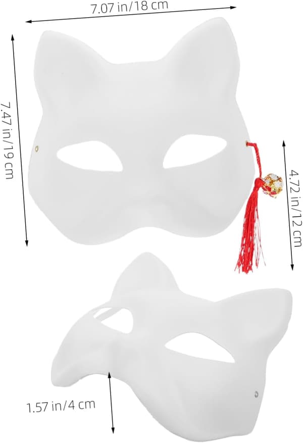 3 stk håndmalte dyremasker sett DIY blanke papirrev- og kattemasker