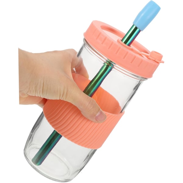 Lock för vattenflaskor 24oz Glas Dryck Kopp Sugrör Lätt att Rengöra och Återanvändbar