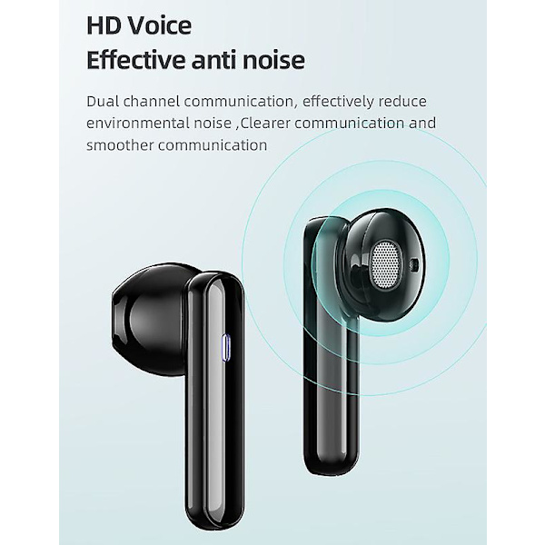 Langattomat kuulokkeet, ENC-melunvaimennusmikrofoni kuulokkeet ja selkeät puhelut, hifi-stereo Black