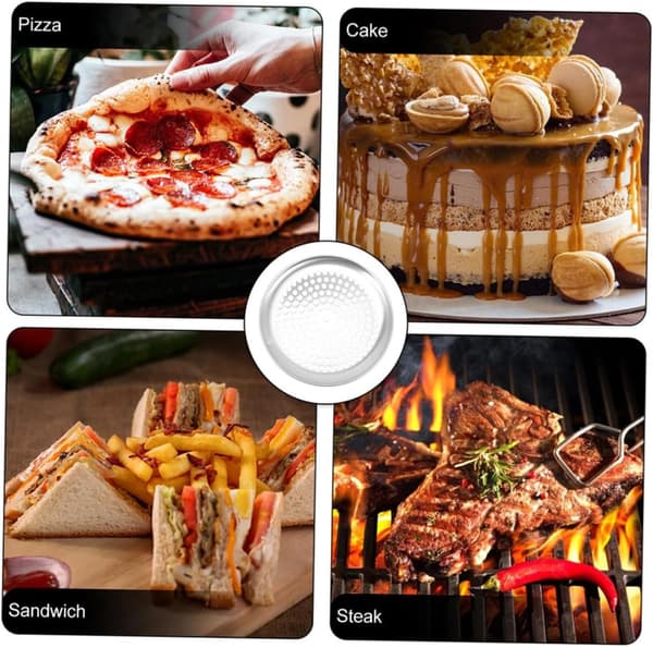 10-tommers perforert pizzabakeform i aluminium, rund slitesterk pizzabrett