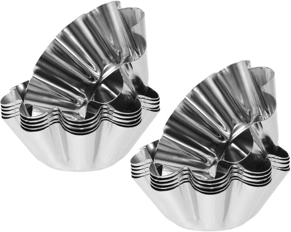 12 stk. terteformer Cupcake Muffins Bakekopper Rustfritt Stål Blomsterform Gjenbrukbar Non-Stick Bakeutstyr