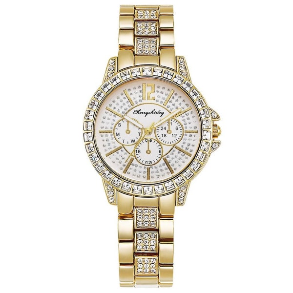 Casual Quartz Watch kvinnelig koreansk mote Diamond Business stål belteklokke Trendy dameklokker Gold