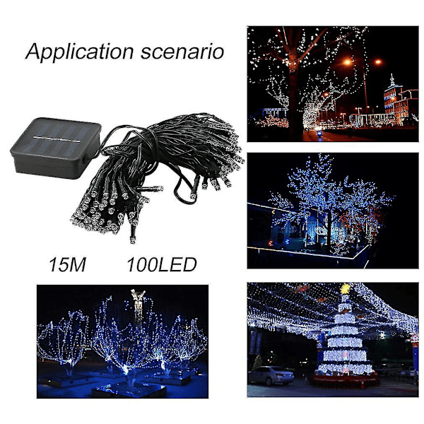 15m 100LED Solcelled LED Lysstreng Julepynt