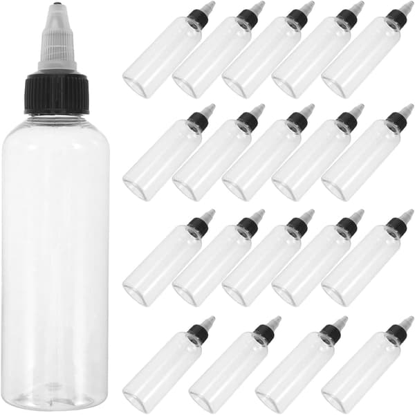 20 st bärbara plastflaskor med vridlock för köksolja, senap, ketchup