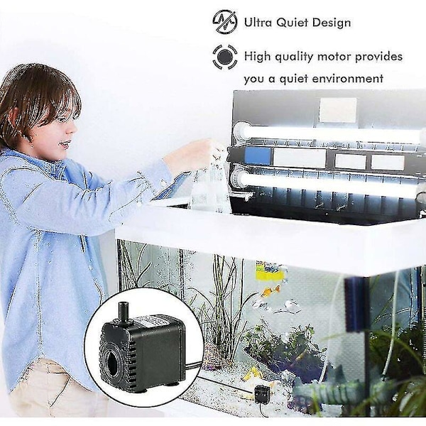 Neddykbar Vannpumpe, 600l/t 8w Vannpumpe, For Akvarium Bordfontener