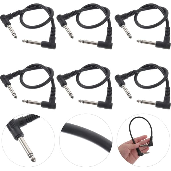 Gitar Effektkabel 6 stk 30 cm Enkeltstykke Elektrisk Instrument Patchkabel for Musikkfremføring