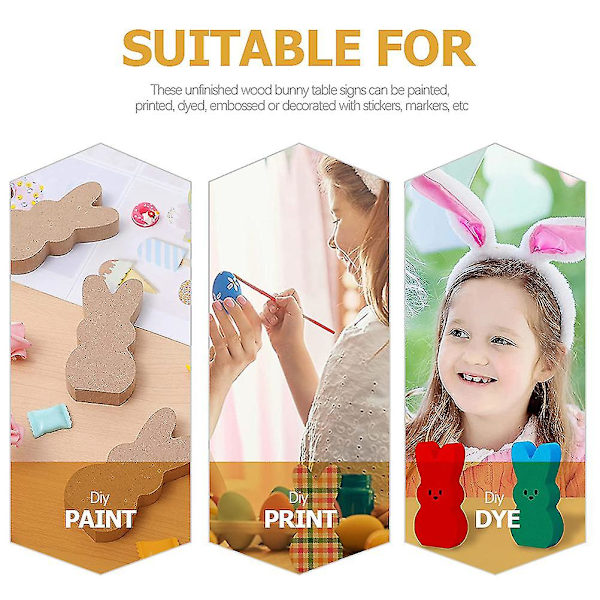 8 st Träkanin Bordsprydnad DIY Kanin Dekoration DIY Kanin Prydnad