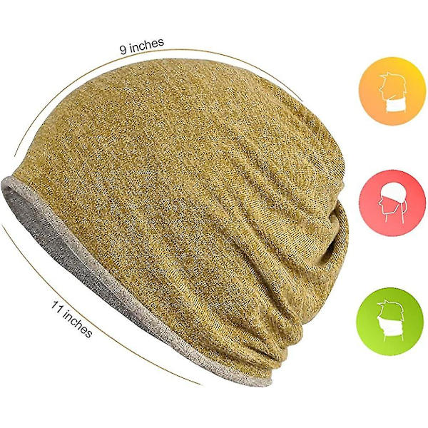 Hatt for menn og kvinner i bomull, avslappet beanie, myk og lett løpehatt, kort hatt for voksne, kjemisk hatt, avslappet hatt Yellow*yellow