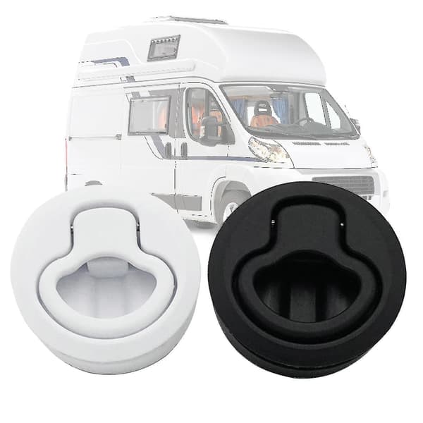 2\" Rund Låsbar Flush Pull Latch Udskiftningsplast til Campingvogn, Båd, Marine - Sort