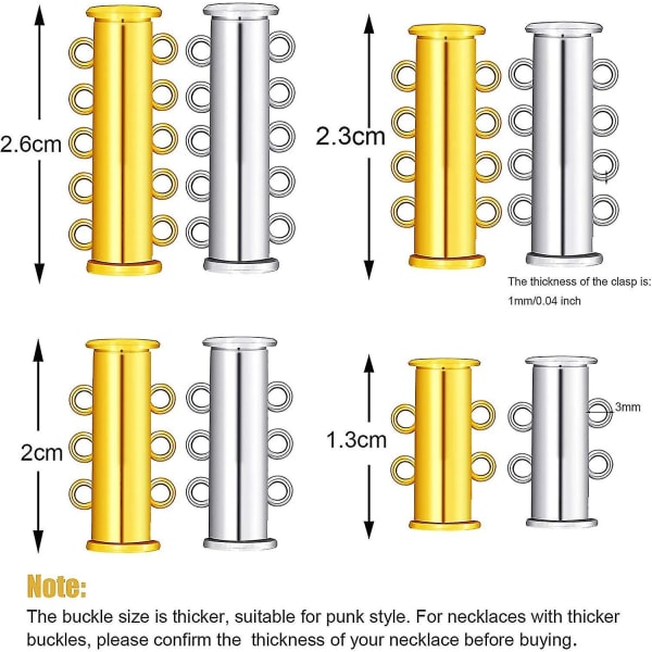 8 stykker 4 størrelser glidelås Lås halskæde konnektor Multi strenge glide rør låse med opbevaringsboks