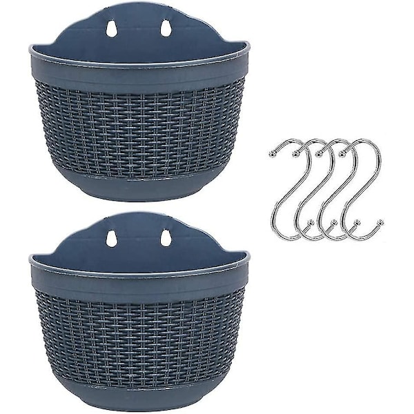 Set med 2 Plast Hängande Blomkrukor - Avtagbara Krokar