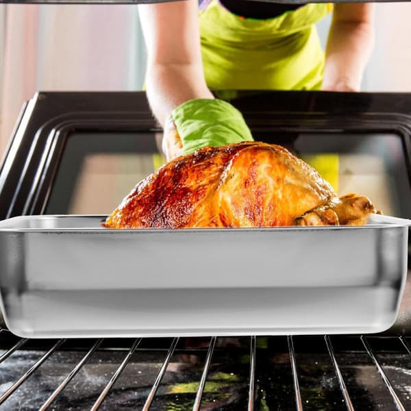 Serveringsbrett i rustfritt stål, stekepanne, rektangulær, elegant metall, ikke lett å deformere