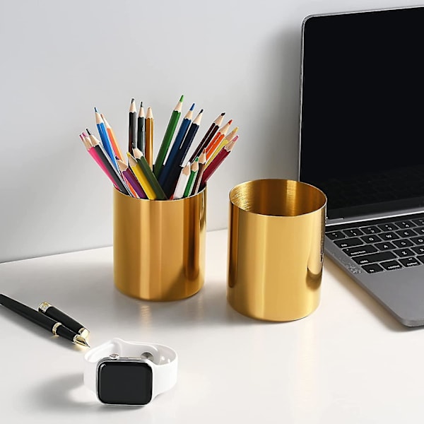 2-pak Guld Blyantsholder, 304 Rustfrit Stål Penholder, Blyantkop, Penkop, Penpot