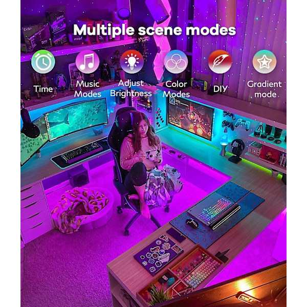LED-nauhavalot RGB 5050 Bluetooth Wifi -ohjauksella Joustava nauha TV:n taustavalaistukseen Huoneen ja juhlien koristeluun Bare board 5M