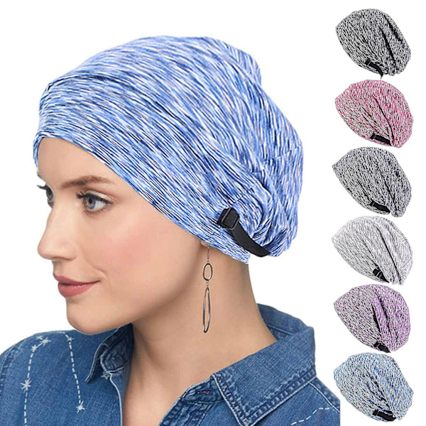 Satinforret Bonnet Sovehue - Justerbar Slouchy Beanie Turban Hat til Kvinder Royal Blue