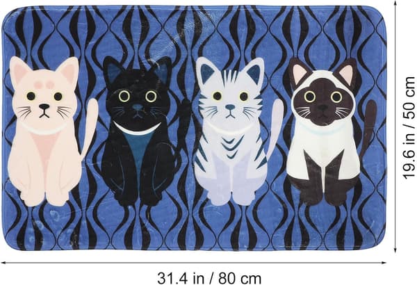 Badrumsmatta tecknad kattmönster dörrmatta 50 * 80cm polyester slitstark vattenabsorption