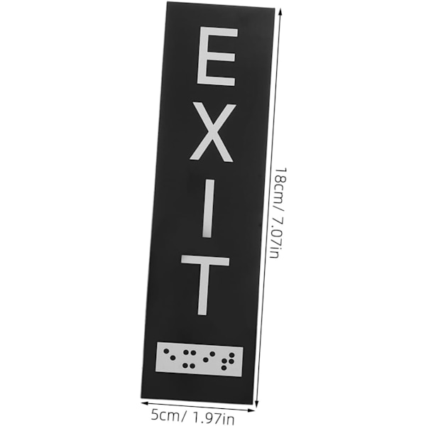Exit-skilt med blindeskrift, selvklebende sikkerhetsskilt for korridorveggmontering
