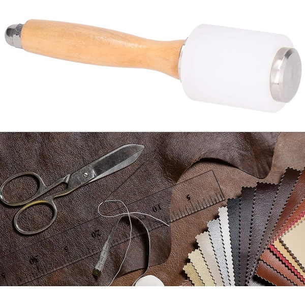 Læderudskæringshammer, gør-det-selv nylonhammer læderværktøj med træhåndtag