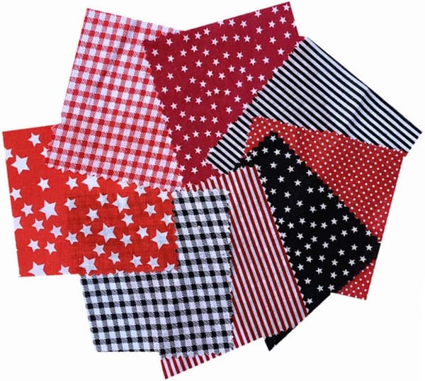 5-pack små handgjorda bomullstyger färgglada tryckta lapptäcksrutor 25x25cm