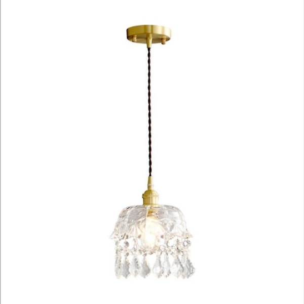 Retro Messing Glas Lille Lysekrone Krystal Lampe Gang