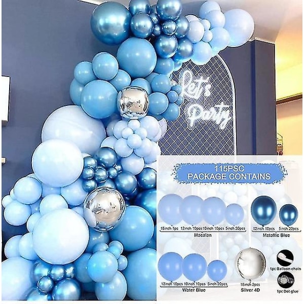 Blue Macaron Balloon Garland Arch Kit hääsuihku